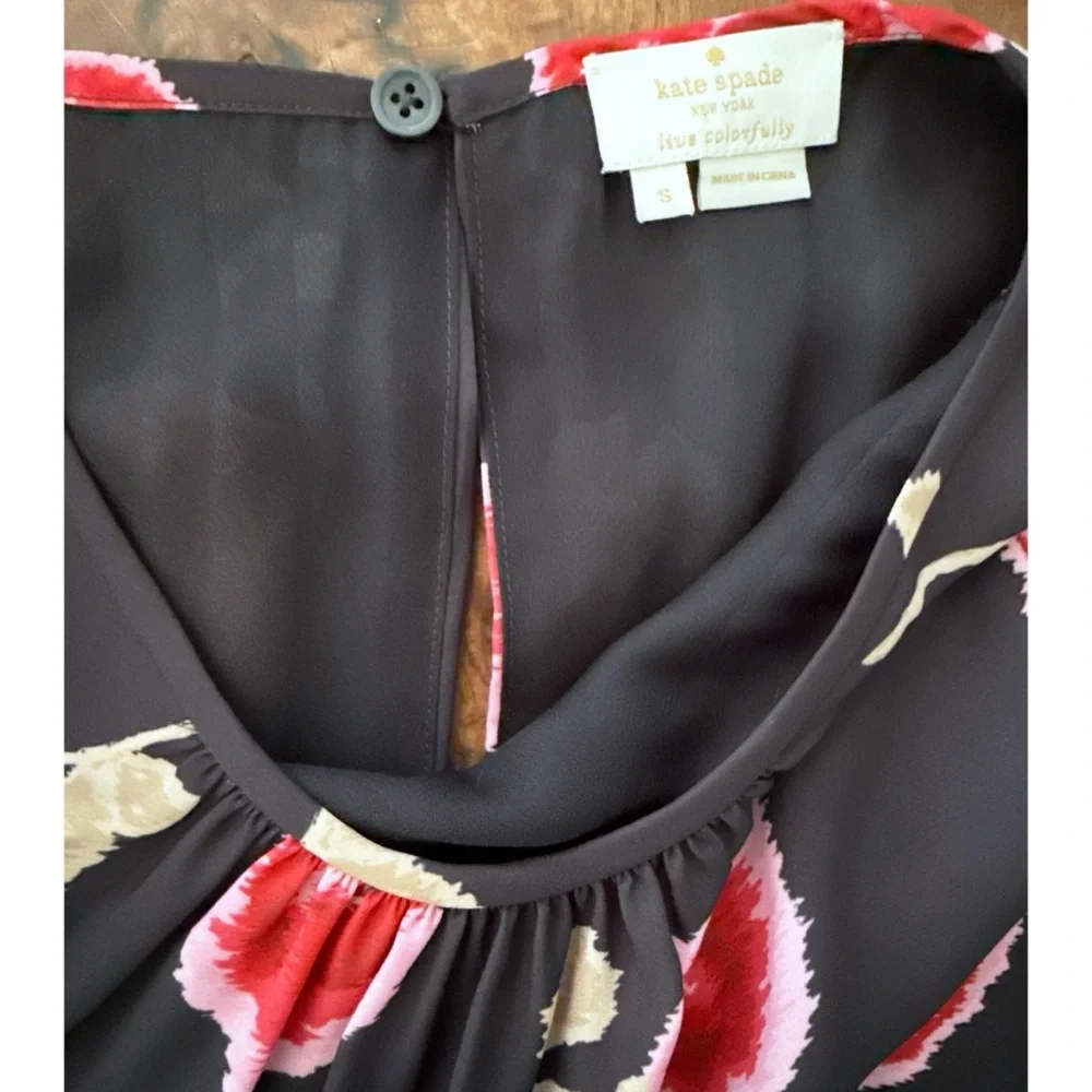EUC Kate Spade NY Hazy Rose Floral Double Layer Ruffle Tier Top Blouse S​